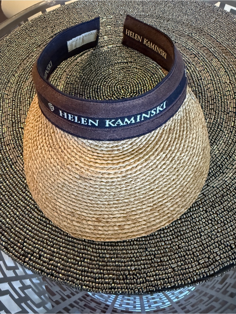 Helen Kaminski black Branded Straw Visor